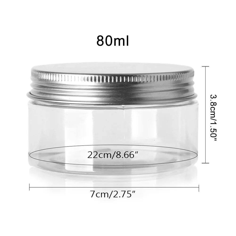 Frascos de Almacenamiento con Tapa de Aluminio, Transparentes, para Viaje y Cosmeticos, 1-10 Piezas