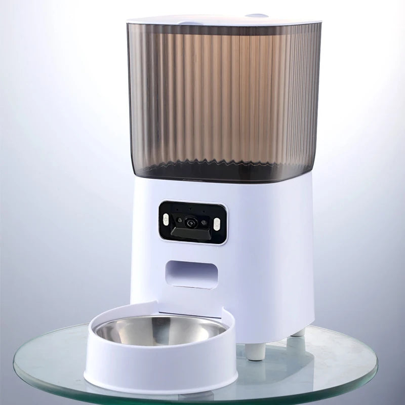 Comedero Automatico Inteligente con Camara, Doble Tazon, 5L, para Gatos y Perros