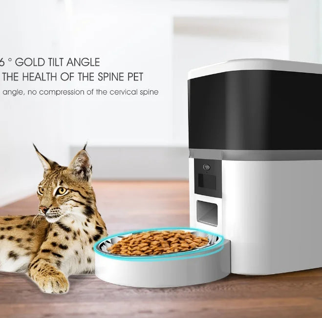 Comedero Automatico con Camara y App, 4L, Doble Comida, Tazon de Acero Inoxidable