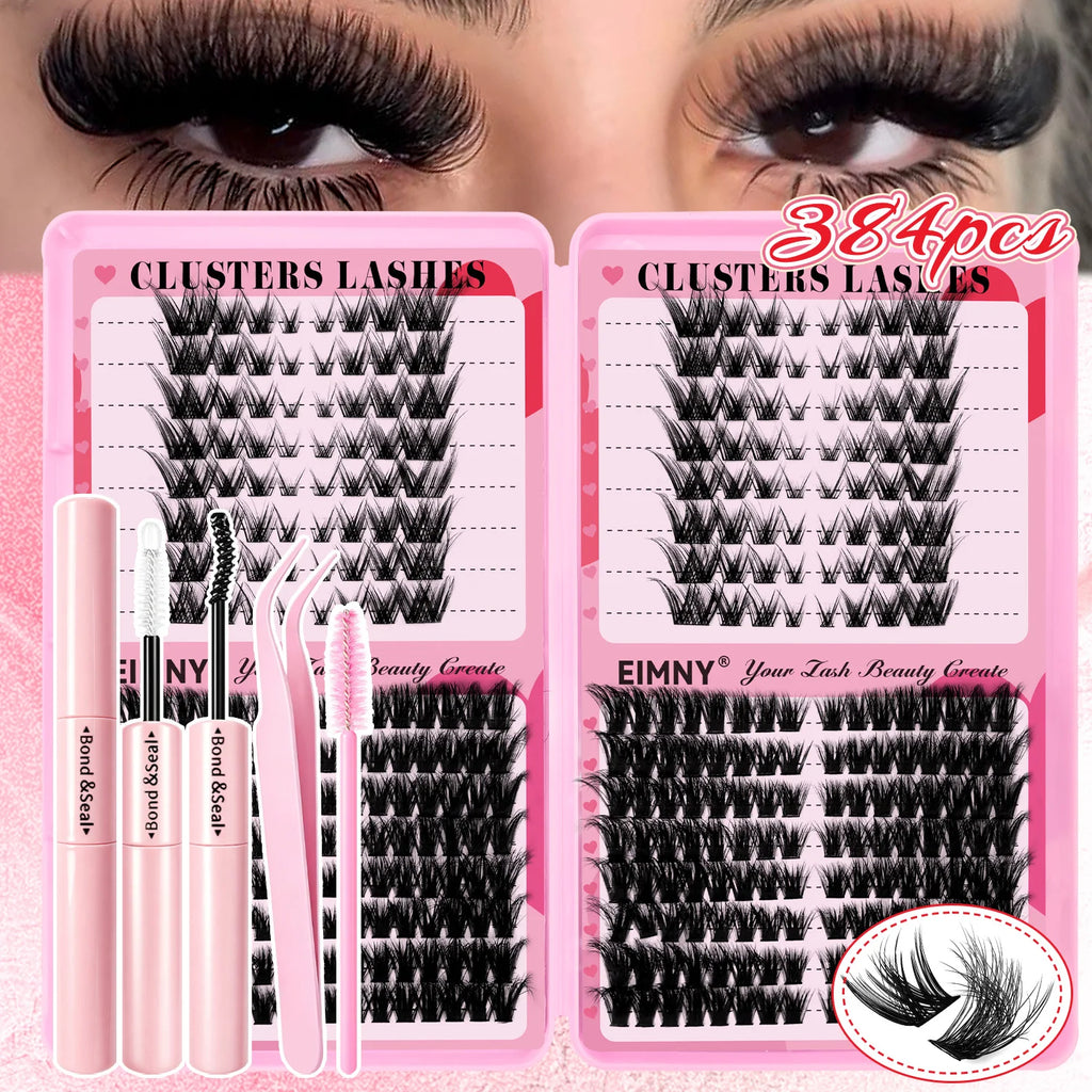 Kit de Extensiones de Pestañas Efecto Esponjoso 200/720 Piezas, con Pegamento, Sellador y Pinzas