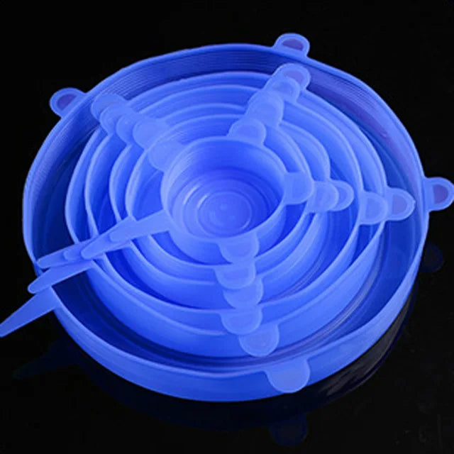 Tapas de Silicon Elasticas para Microondas, 6 Piezas, Cubre Platos y Tazones Reutilizables