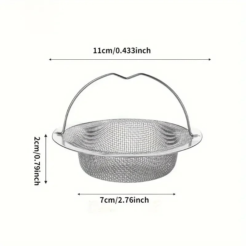 Colador para Fregadero de Cocina con Mango y Tapon, Filtro de Malla de Acero Inoxidable, 1-3 Piezas
