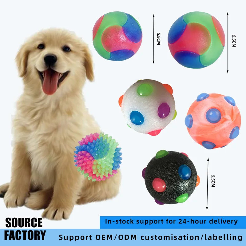 Pelota Rebotante Luminosa con Silbido para Perros