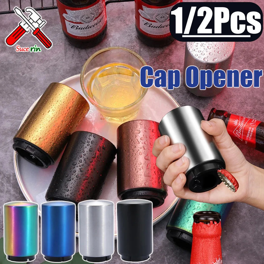 Abridor de Botellas Automático Magnético de Acero Inoxidable, 1-2 Piezas, para Cocina y Bar