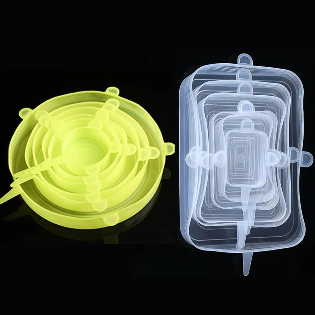 Tapas de Silicon Elasticas para Microondas, 6 Piezas, Cubre Platos y Tazones Reutilizables