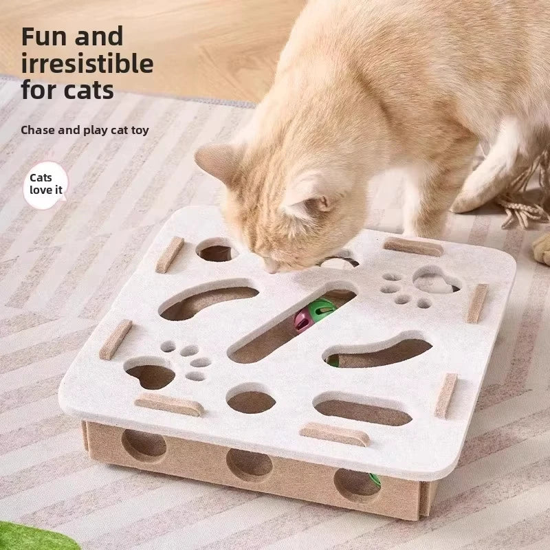 Juguete Rompecabezas de Fieltro para Gatos, con Pelota