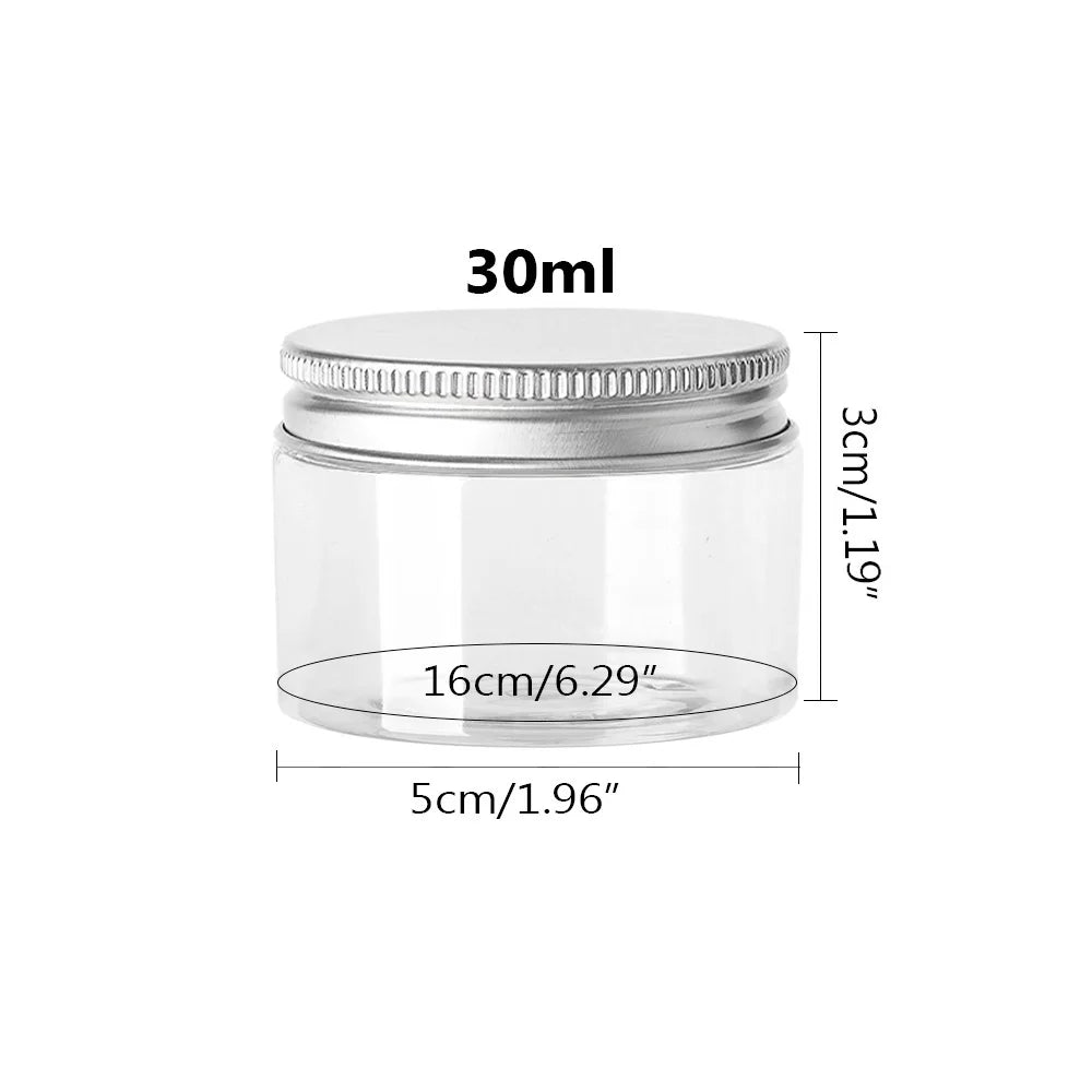 Frascos de Almacenamiento con Tapa de Aluminio, Transparentes, para Viaje y Cosmeticos, 1-10 Piezas