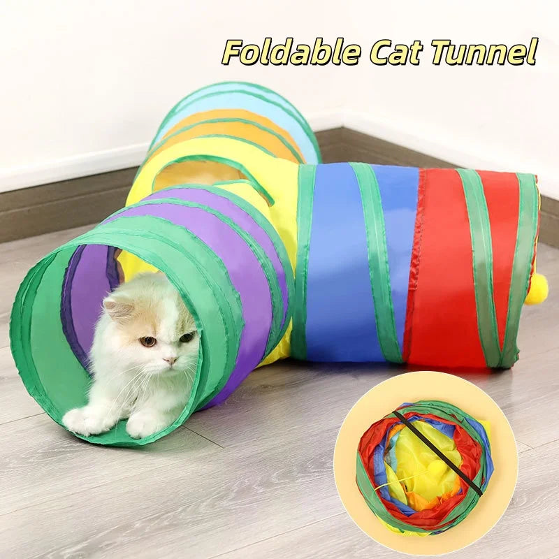 Tunel Plegable para Gatos, Juguete Interactivo Anti-Aburrimiento