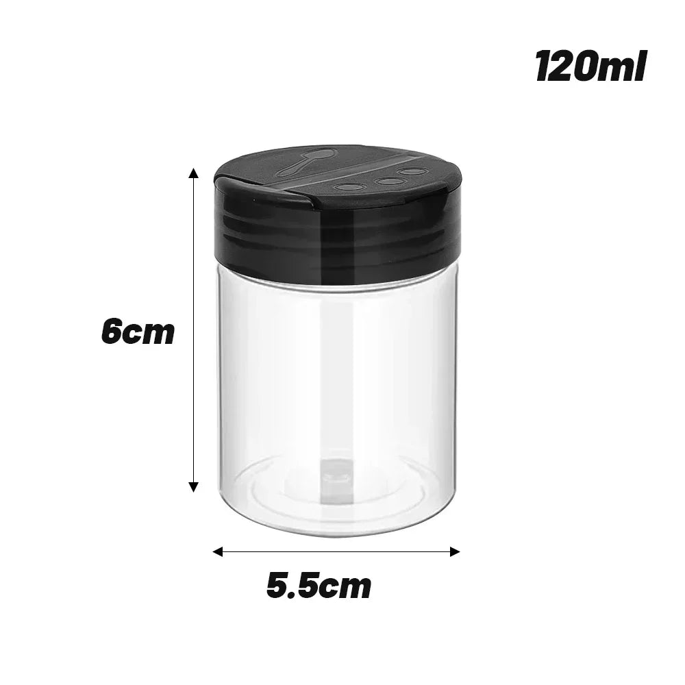 Frascos de Especias de Plastico con Tapa Dosificadora, Transparentes, 1-12 Piezas