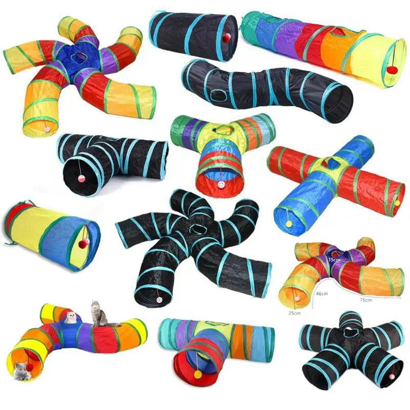 Tunel Plegable para Gatos, Juguete Interactivo Anti-Aburrimiento