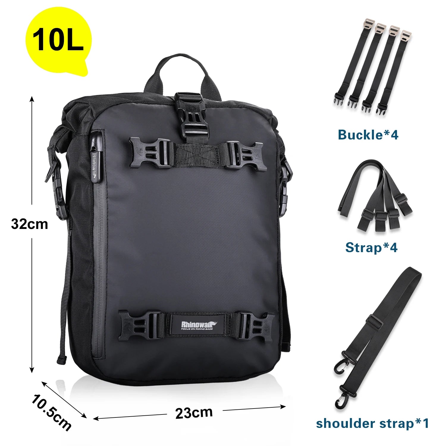 Bolsa Trasera para Motocicleta Rhinowalk 10/20/30L, Impermeable y Multifuncional, Instalación Universal