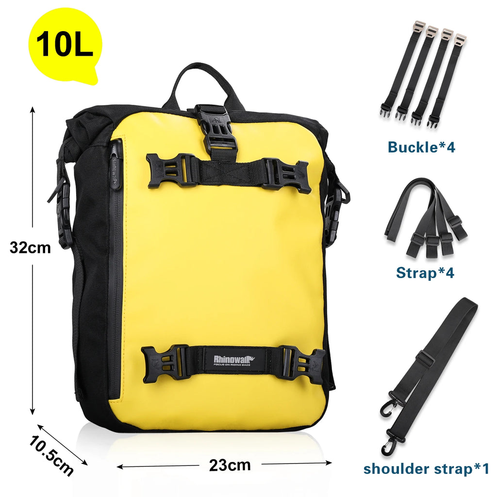Bolsa Trasera para Motocicleta Rhinowalk 10/20/30L, Impermeable y Multifuncional, Instalación Universal
