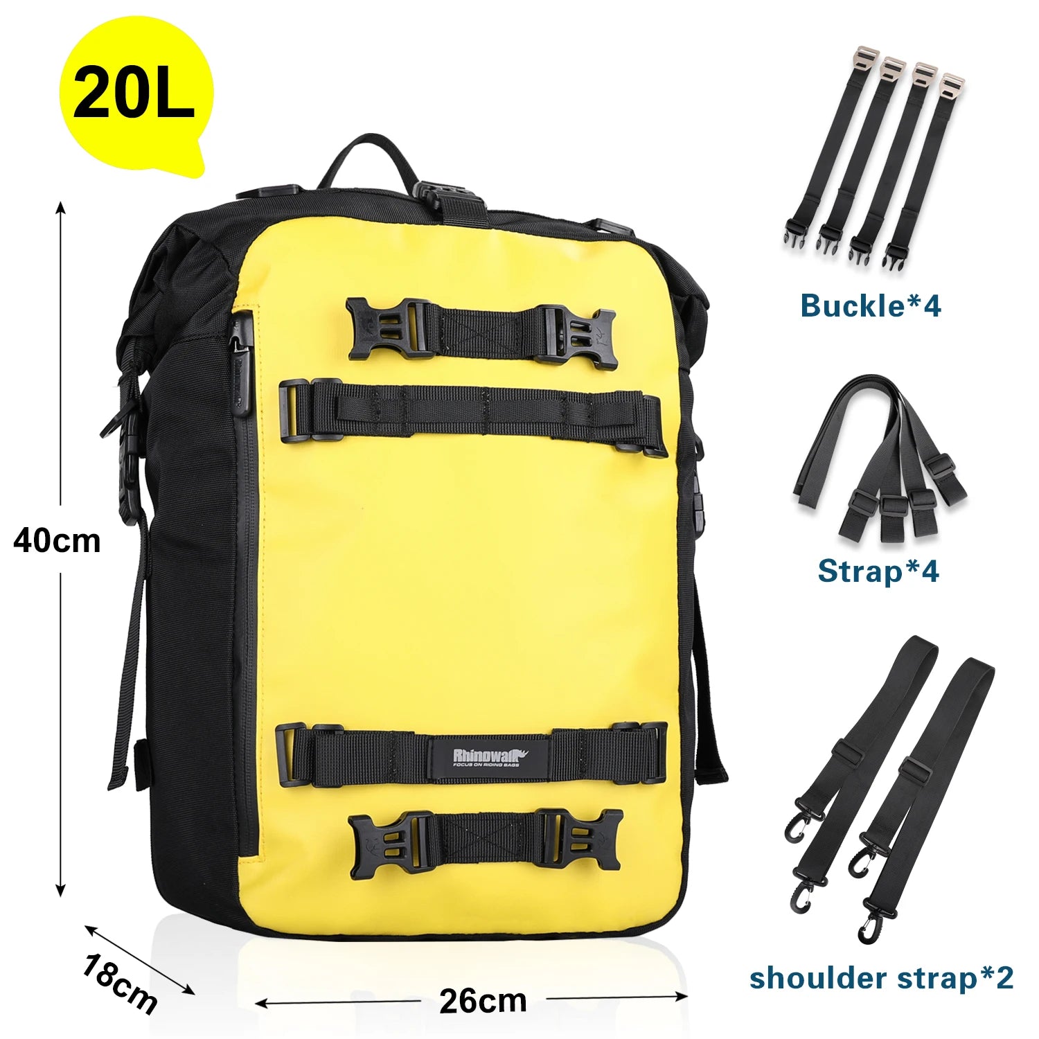 Bolsa Trasera para Motocicleta Rhinowalk 10/20/30L, Impermeable y Multifuncional, Instalación Universal