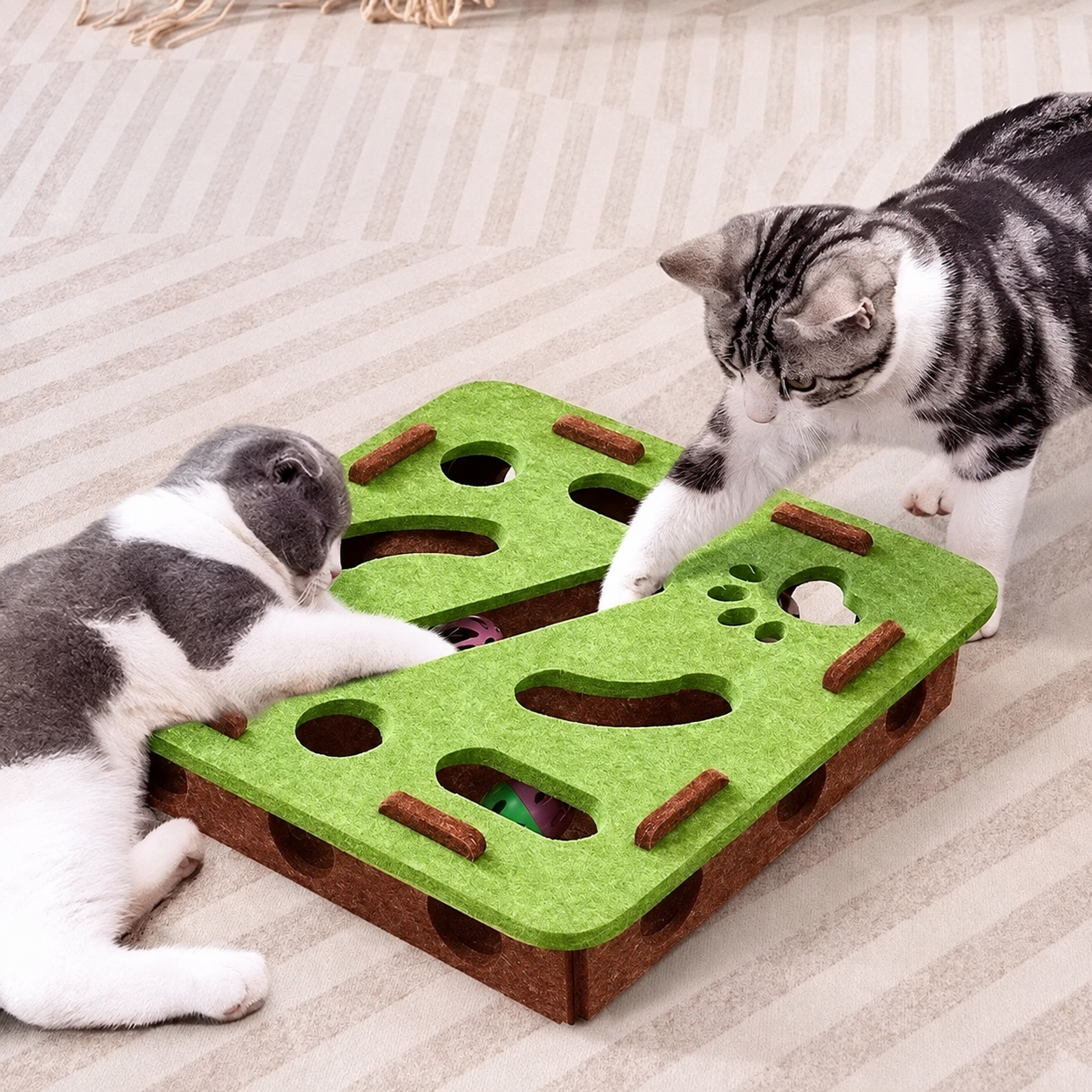Juguete Rompecabezas de Fieltro para Gatos, con Pelota